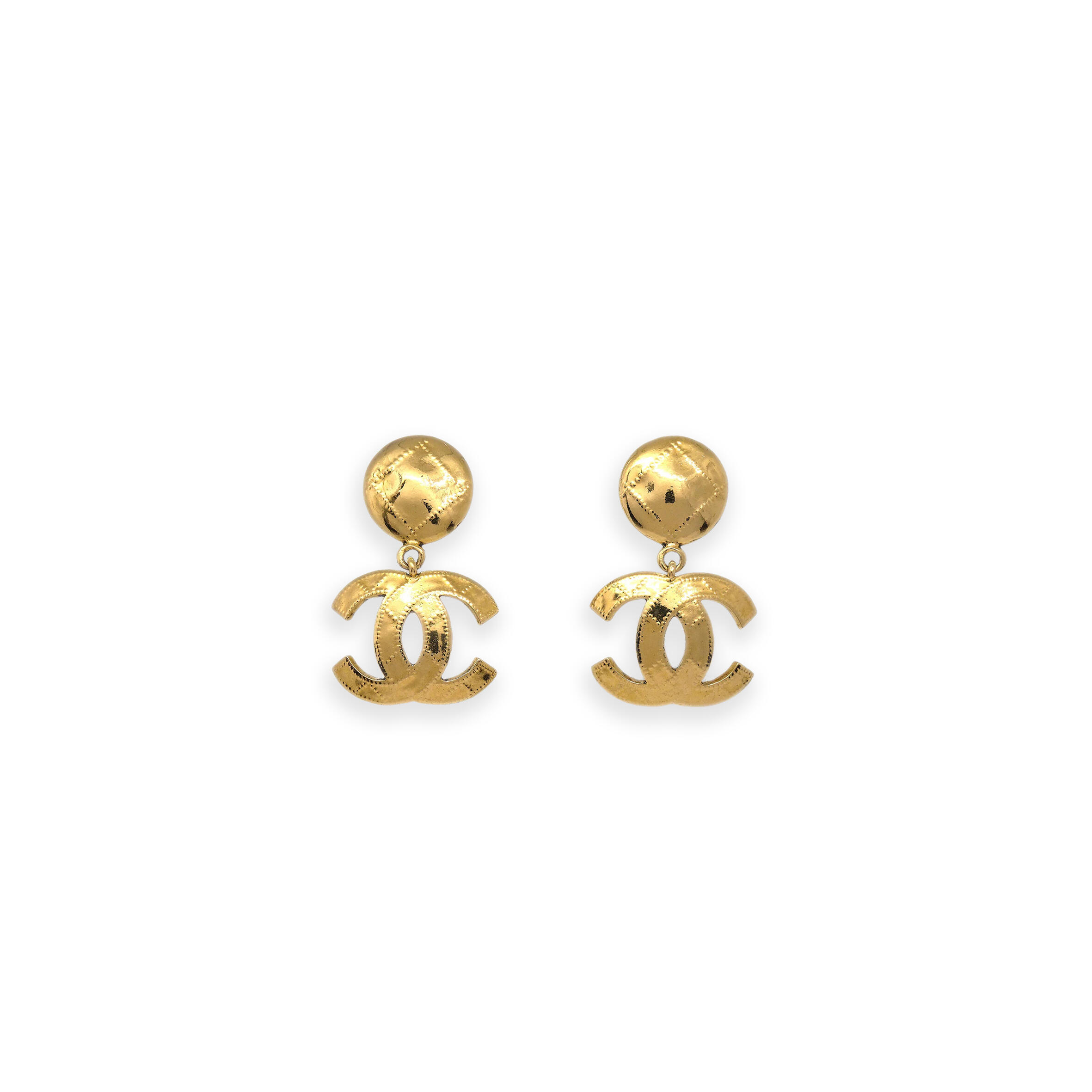 CHANEL QUILTED CC DANGLE EARRINGS